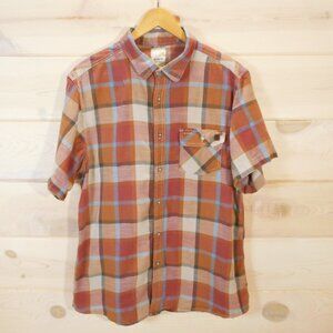 Solaris Outdoors Men's L Hiking Shirt Button-up Short Sleeve Plaid Pocket Collar